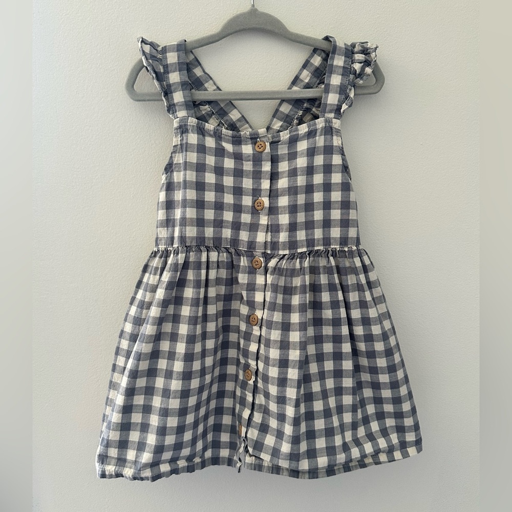 H&M Cotton Checkered Dress - Gray and White || 18M